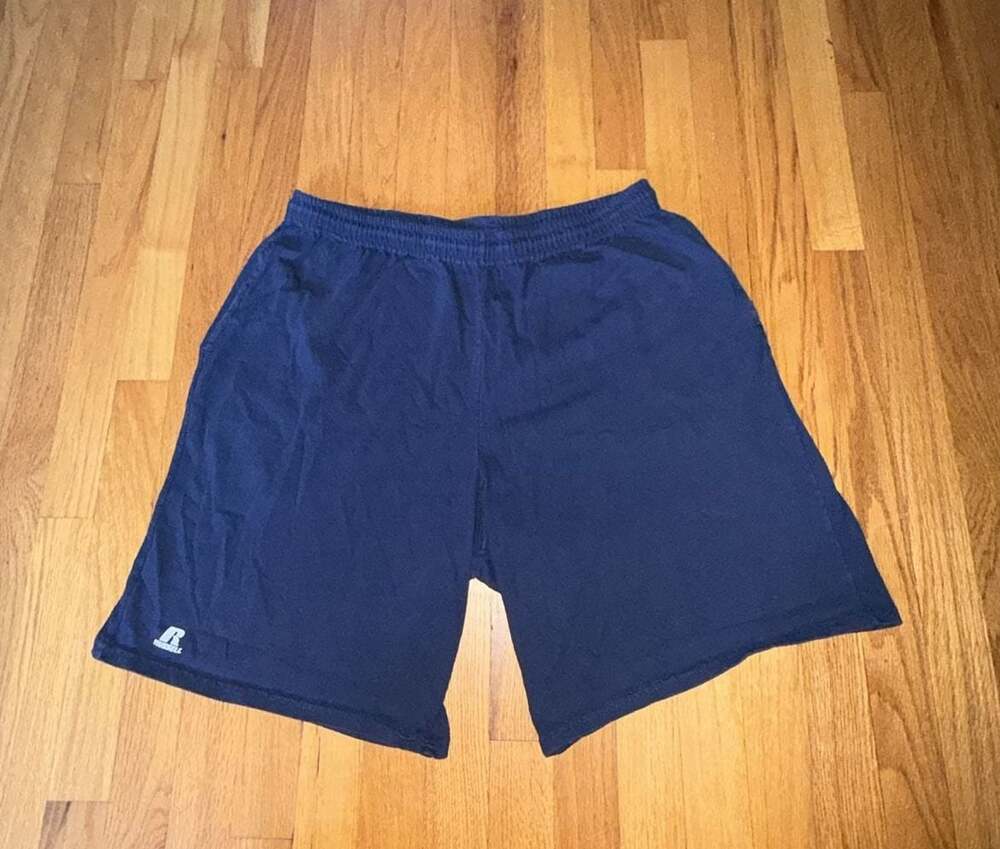 Vintage 90s Russell Athletic Navy Cotton Gym Shorts XL USA Core
